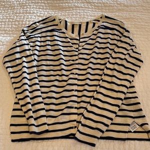 Crewcuts cotton cardigan size 14 years. Cream with navy stripes. Never worn